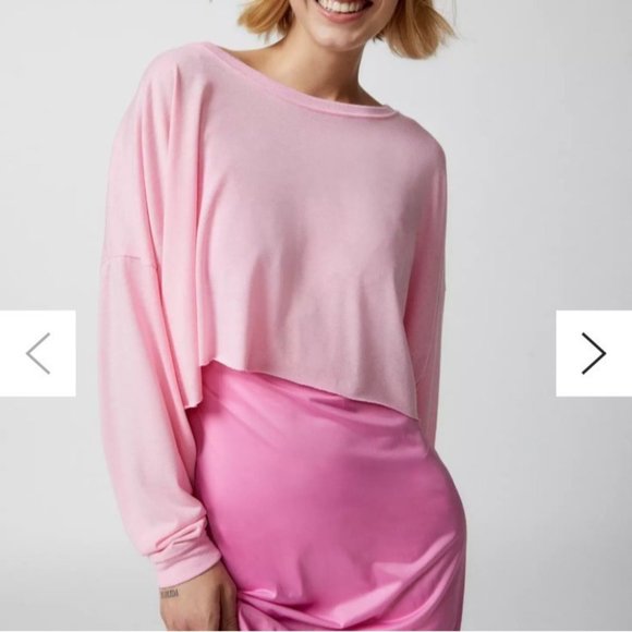 Urban Outfitters Out From Under Addison COZY CROP TOP Pink S - Picture 1 of 16